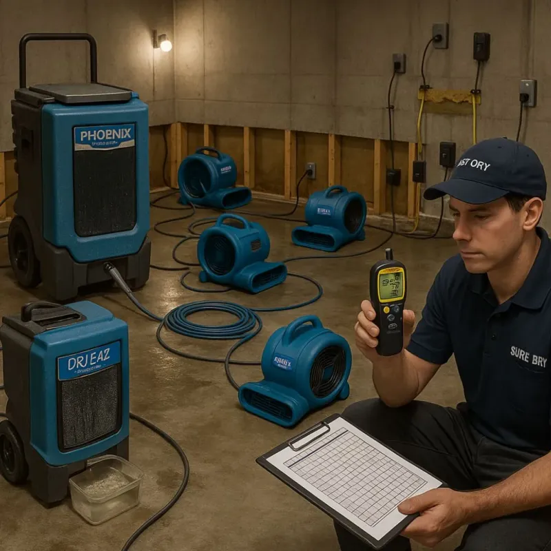 Structural Drying and Dehumidification process in Fontana, CA